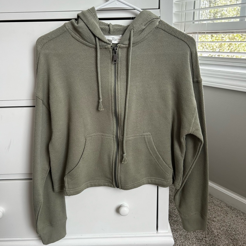 Olive Green Zip-Up Hoodie